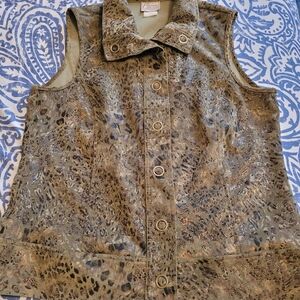 Animal Print Sleeveless Vest, Button Up, Vintage 14